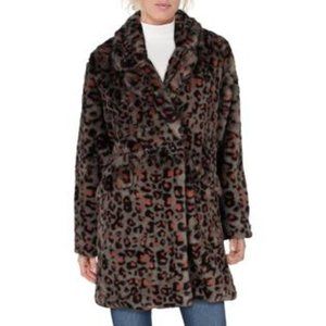 NEW Steve Madden Faux Fur Leopard coat, size Medium